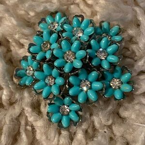 vintage filigree round turquoise brooch